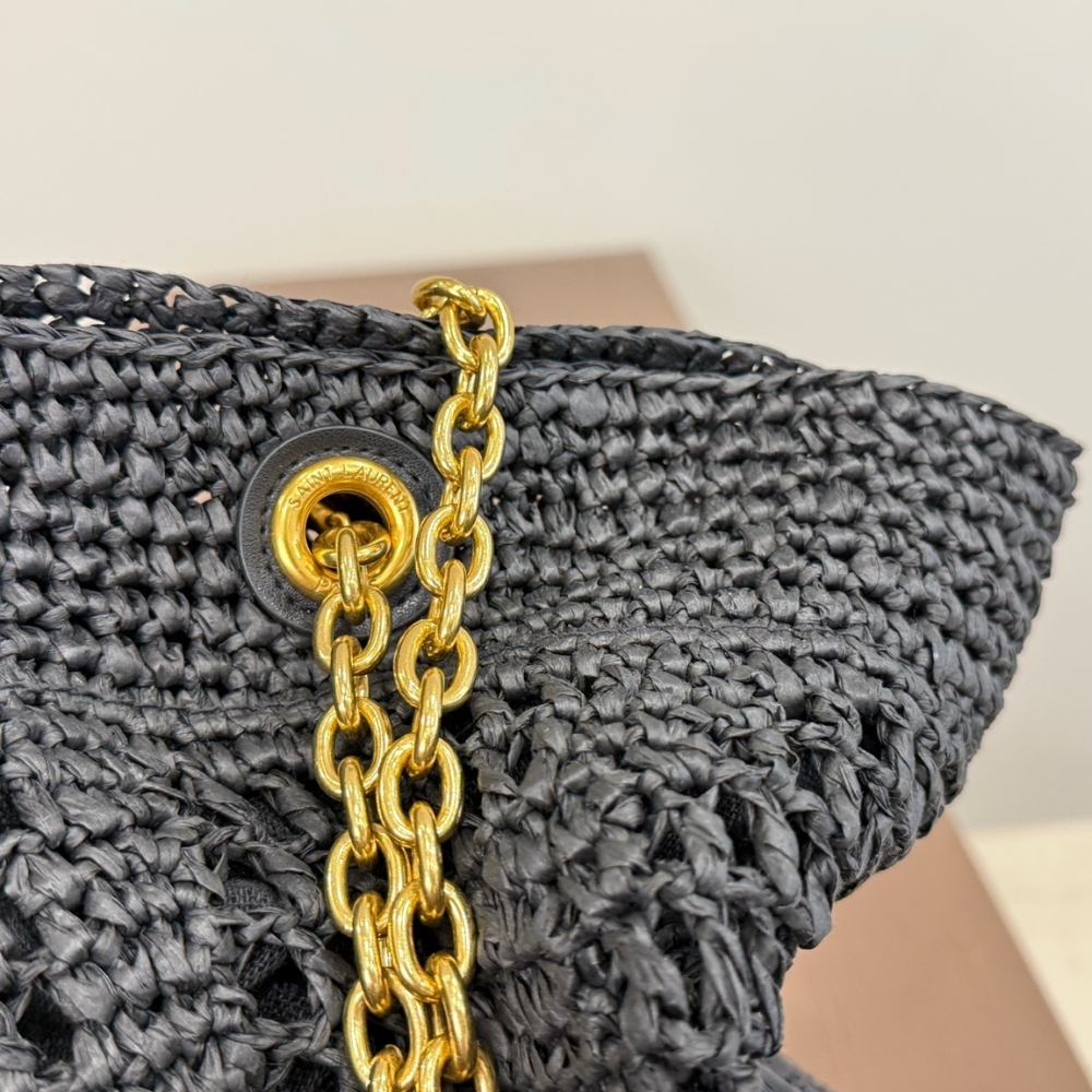 Saint Laurent Jamie Shopping In Raffia Black 36Cm - Image 7