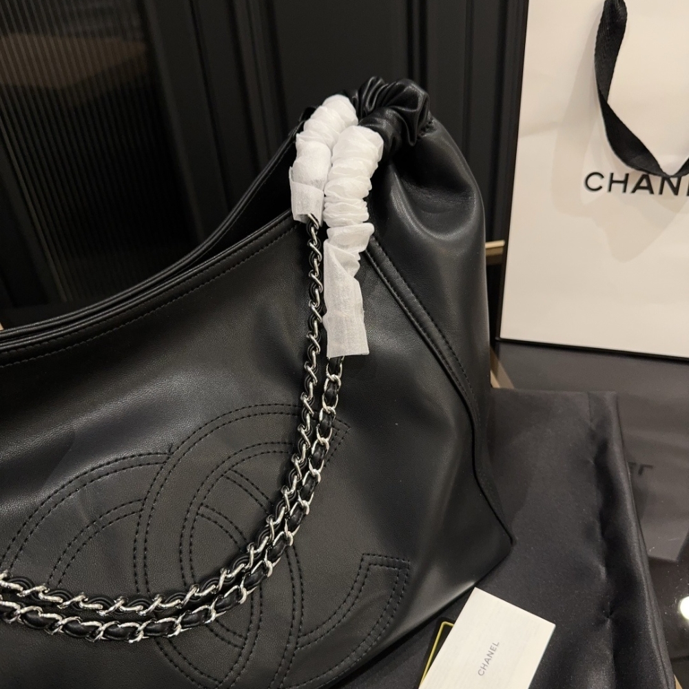 Alternative view of Chanel Large Hobo Bag Black Leather Chain Strap 36Cm