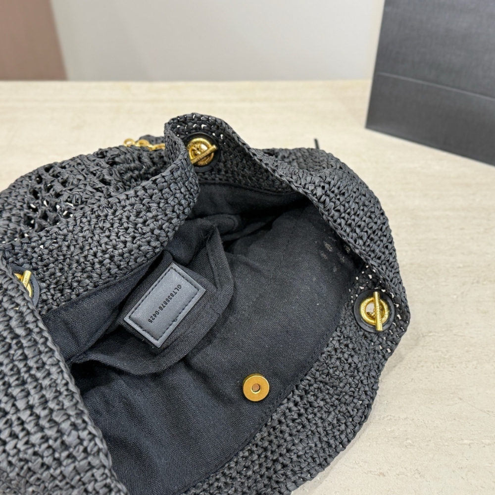 Saint Laurent Jamie Shopping In Raffia Black 36Cm - Image 8