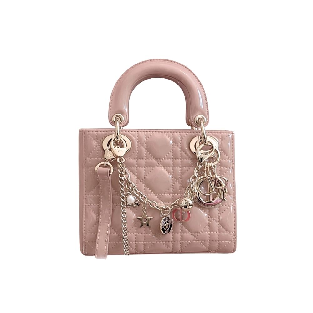 Dior Mini Lady Dior Bag Pink Gold Charm Edition 17Cm