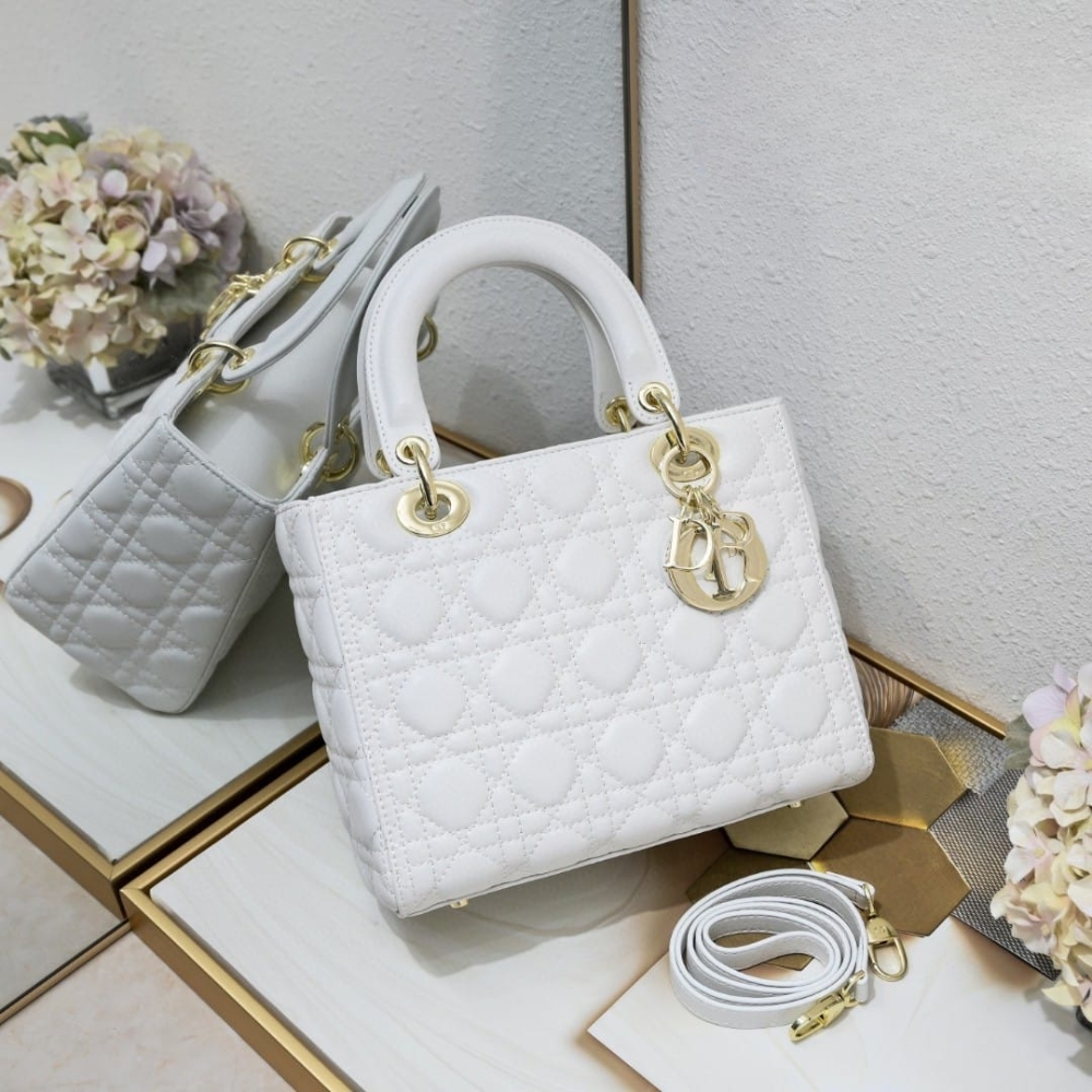 Alternative view of Dior Medium Lady Dior Bag Gold Hardware White 24cm M0565ONGE M030