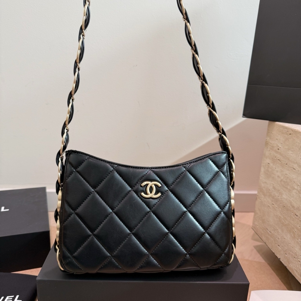 Alternative view of Chanel Hobo Handbag Gold Tone Hardware Black 24Cm AS5177 B18293 94305