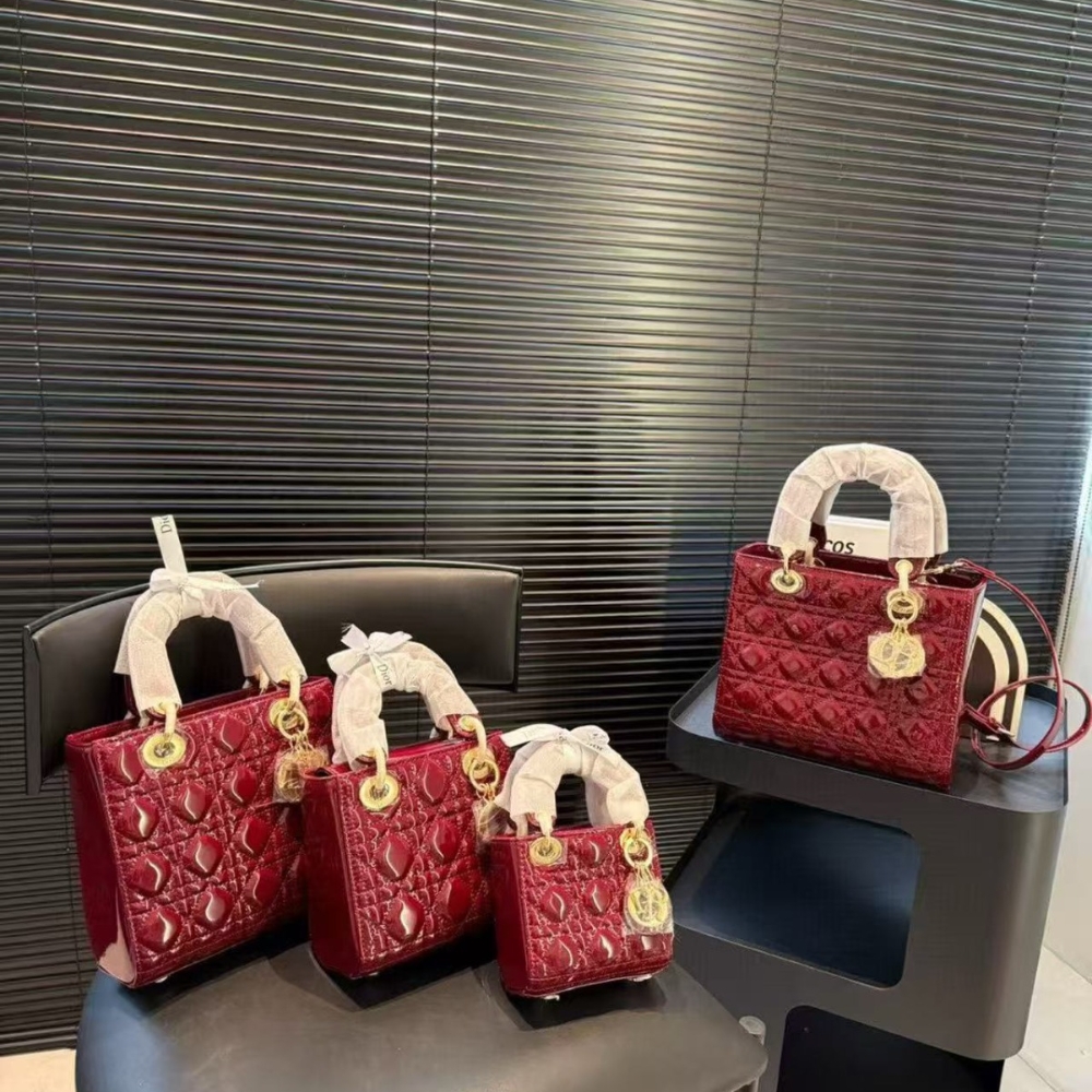 Alternative view of Dior Small Lady Cherry Red Patent Cannage 20Cm