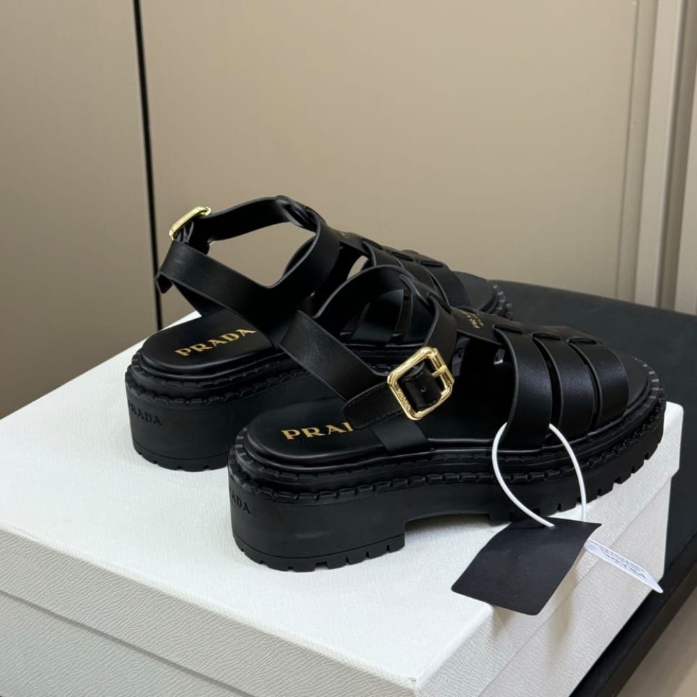 Alternative view of Prada Leather Fisherman Sandals Black 1X923N 7V6 F0002 F 055