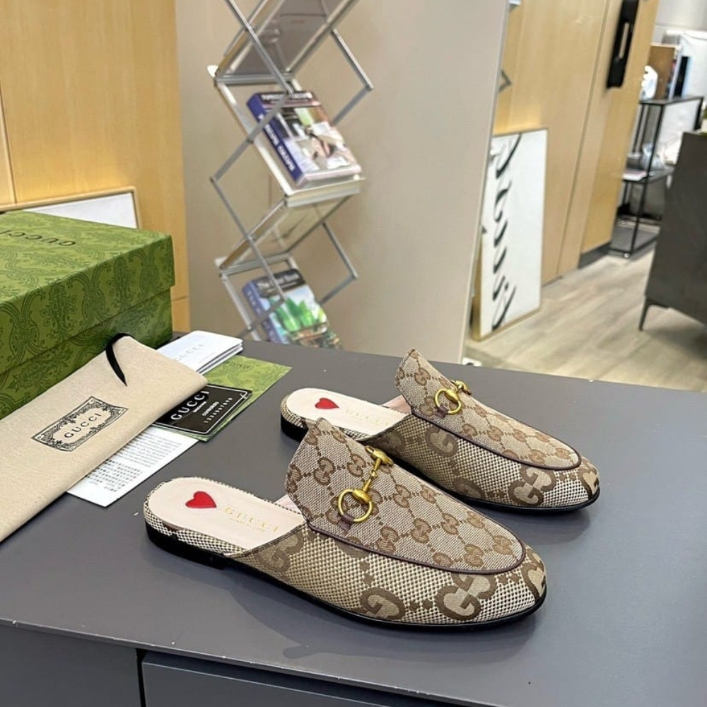 Gucci Women Princetown Slipper Beige And Ebony GG Canvas 475094 UKO60 2588 - Image 2