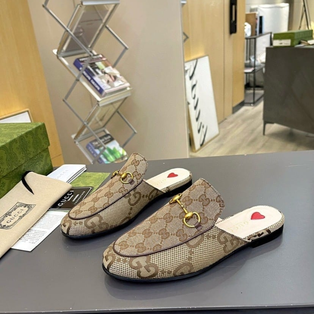 Gucci Women Princetown Slipper Beige And Ebony GG Canvas 475094 UKO60 2588 - Image 7