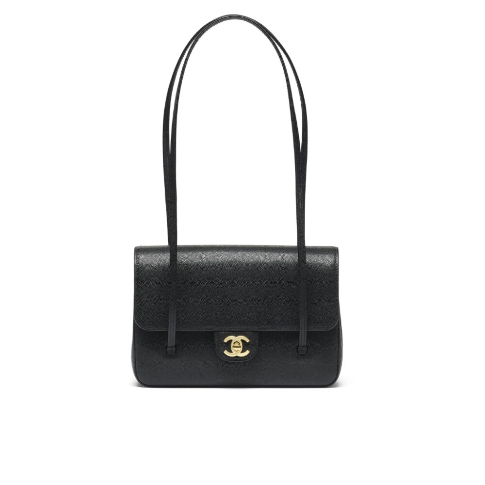 Chanel Small Flap Bag Grained Shiny And Gold Tone Black 22cm AS6130 B23483 94305
