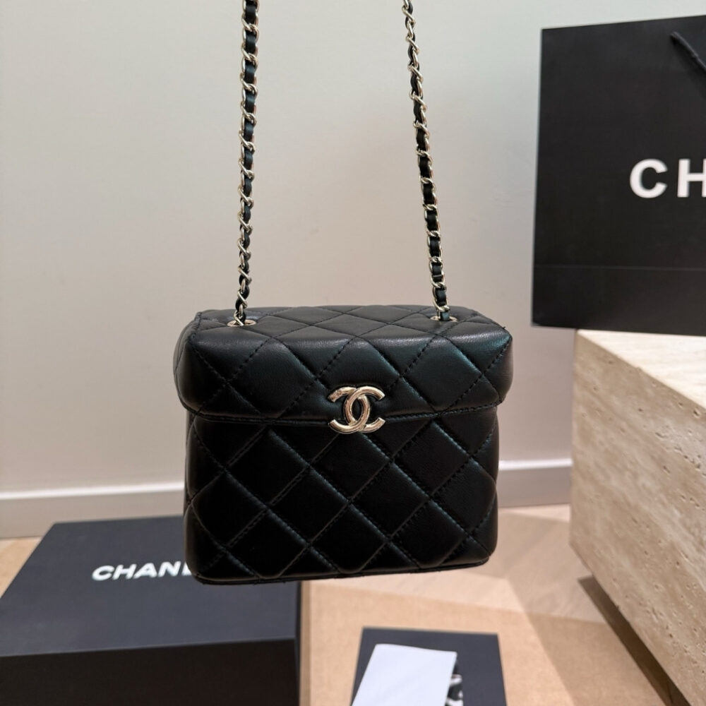 Alternative view of Chanel Small Secret Box Bag Quilted Leather Gold Tone Black 16cm