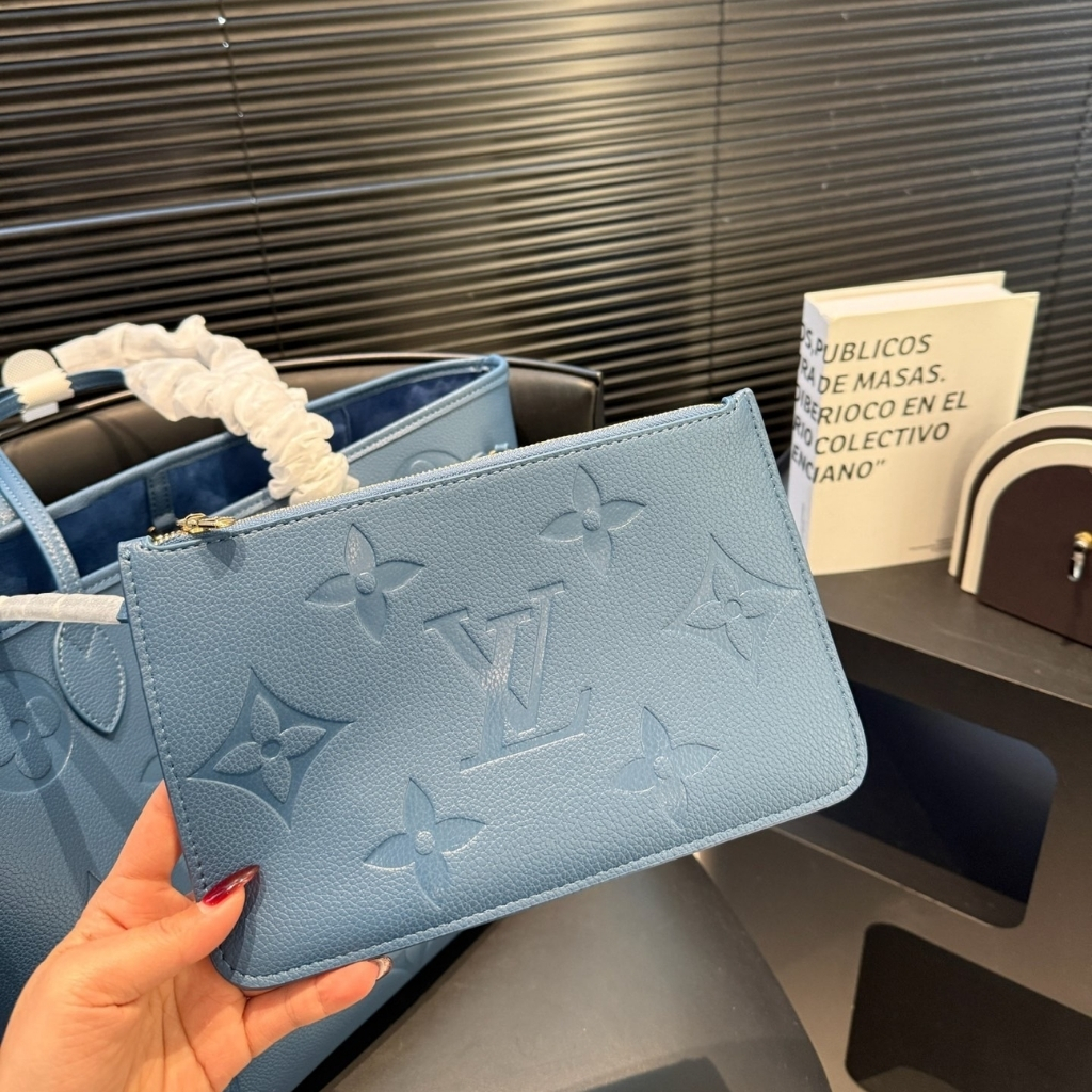 Louis Vuitton Neverfull MM Tote Bag Monogram Empreinte Bleu Jean 31cm M27358 - Image 7