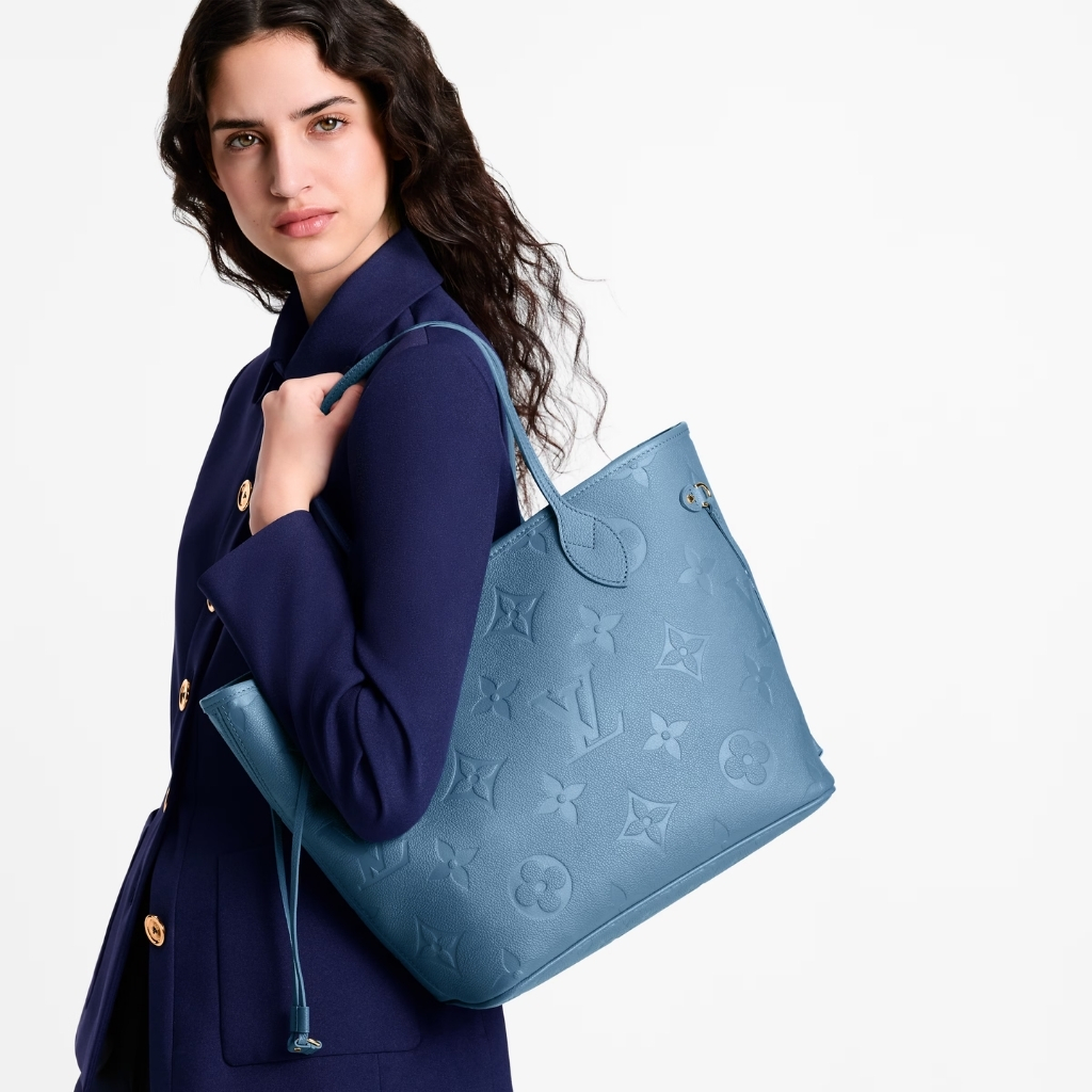 Louis Vuitton Neverfull MM Tote Bag Monogram Empreinte Bleu Jean 31cm M27358 - Image 9