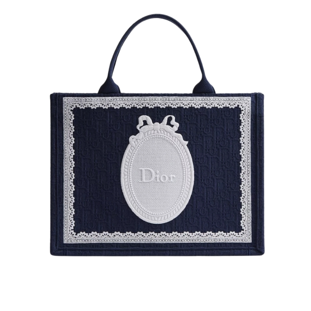 Dior Medium Book Tote With Strap Oblique Embroidery Blue White 36Cm M1354PEHS M928